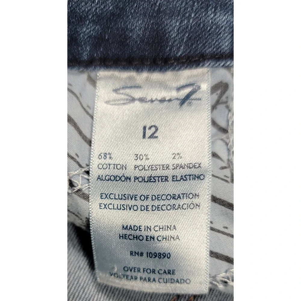 Seven7 Women's Tapered Leg Jeans Size 12 Blue Stretch‎ Denim Mid Rise Sz 32x29
